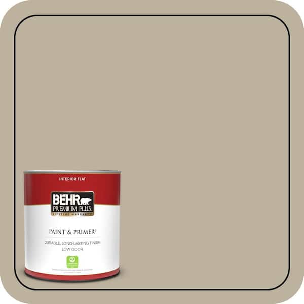 BEHR PREMIUM PLUS 1 qt. #750D-4 Pebble Stone Flat Low Odor Interior Paint & Primer