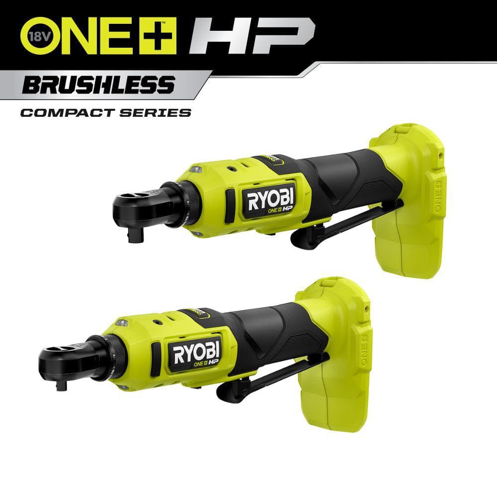 RYOBI ONE+ 18V HP Brushless Cordless Compact 2-Tool Combo Kit with 3/8 in.  and 1/4 in. High Speed Ratchets (Tools Only) PSBRC26B-PSBRC02B - The Home  