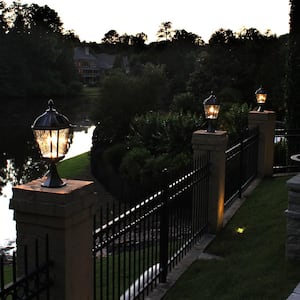 Royal Bulb Series Outdoor Brushed Bronze Integrated LED Solar Powered Column Post Light on Pier Base
