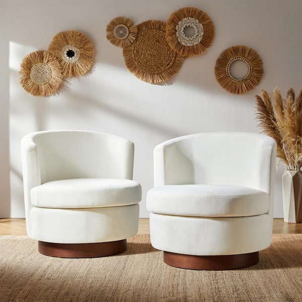 Arwah Ivy Polyester Cushioned Barrel Chair Set of 2 with Swivel