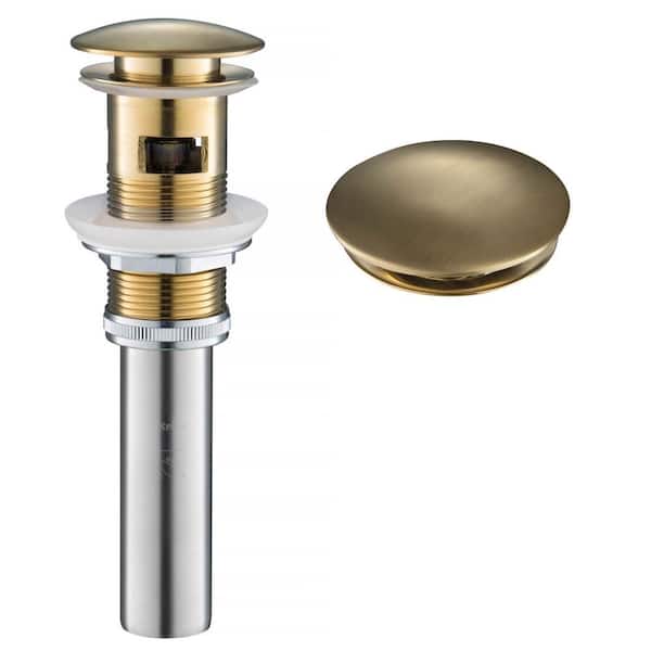 KRAUS Brass 2.6 in. Pop-Up Drain for Bathroom Sink with Overflow in Brushed Gold