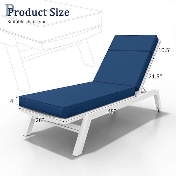 80 in. x 26 in. x 4 in. (2-Pack) Outdoor Water-Resistant Replacement Chaise Lounge Seat Cushion Blue