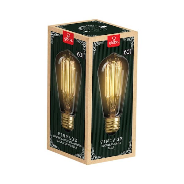 Globe Electric 60-Watt Incandescent S60 Vintage Squirrel Cage Medium Base Light Bulb