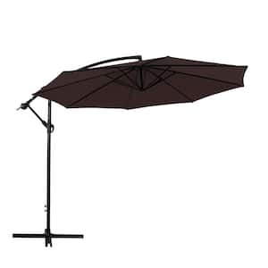 10 ft. Outdoor Table Cantilever Patio Polyester Umbrella in Coffee