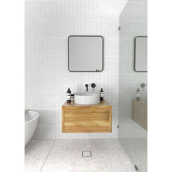 22 in. W purchases x 32 in. H Framed Square Bathroom Vanity Mirror in Black