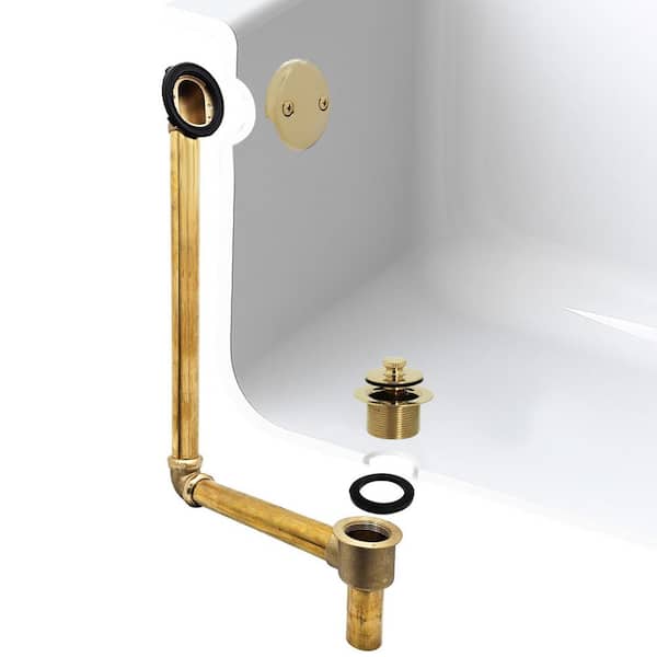 22 in. Direct Connect 17-Gauge Brass Waste and Overflow with Twist and Close Drain Trim Polished Brass