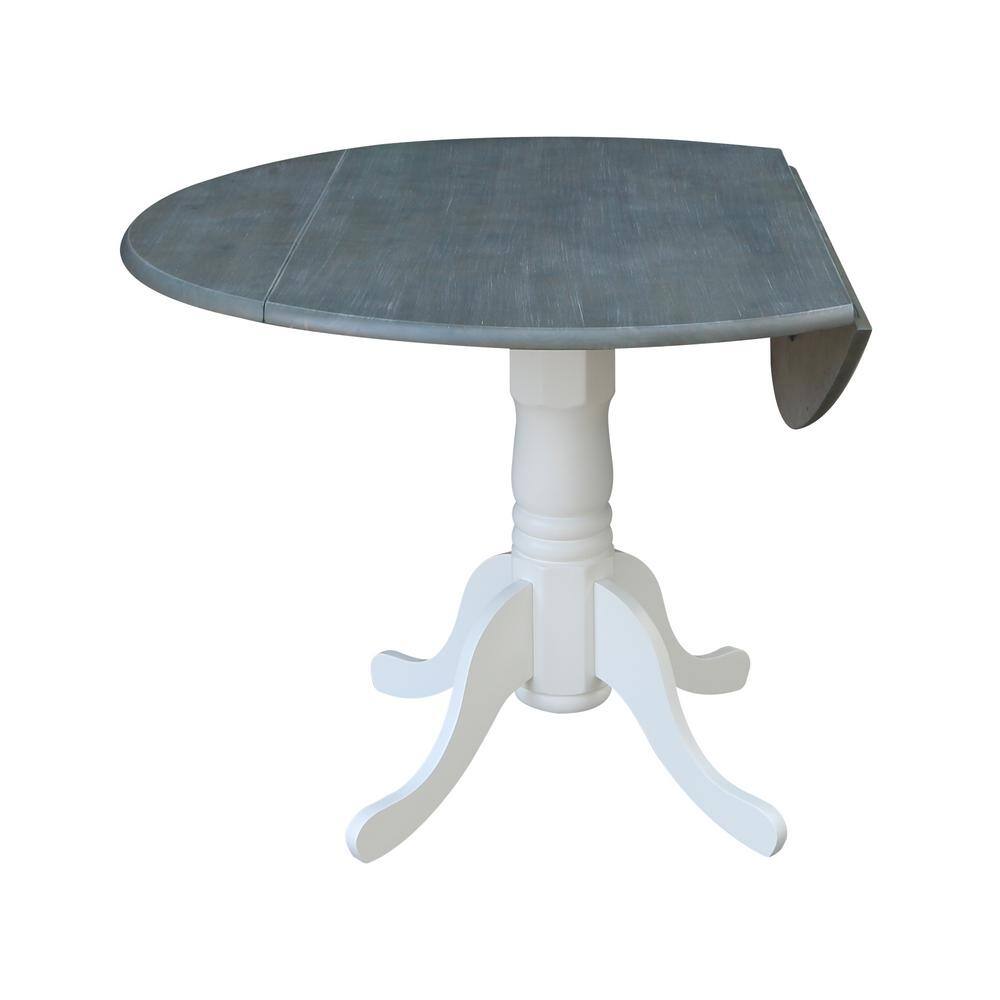 Heather Gray & White 42" Round Wood Extendable Dining Table