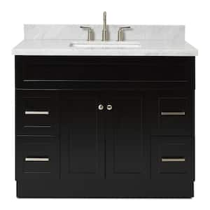 Hamlet 43 in. W x 22 in. D x 36 in. H Bath Vanity in Black with Carrara White Marble Vanity Top