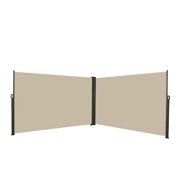 276 in. x 71 in. Retractable Side Awning, Waterproof and UV-Resistant, Privacy Screen Divider Roll Up Balcony in Beige