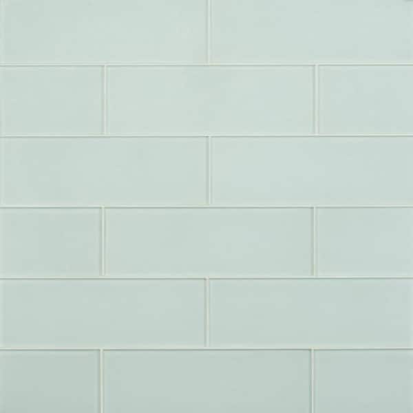 Ivy Hill Tile Contempo Seafoam Frosted 4 in. x 12 in. Glass Tile (15 pieces 5 sq.ft/Box)