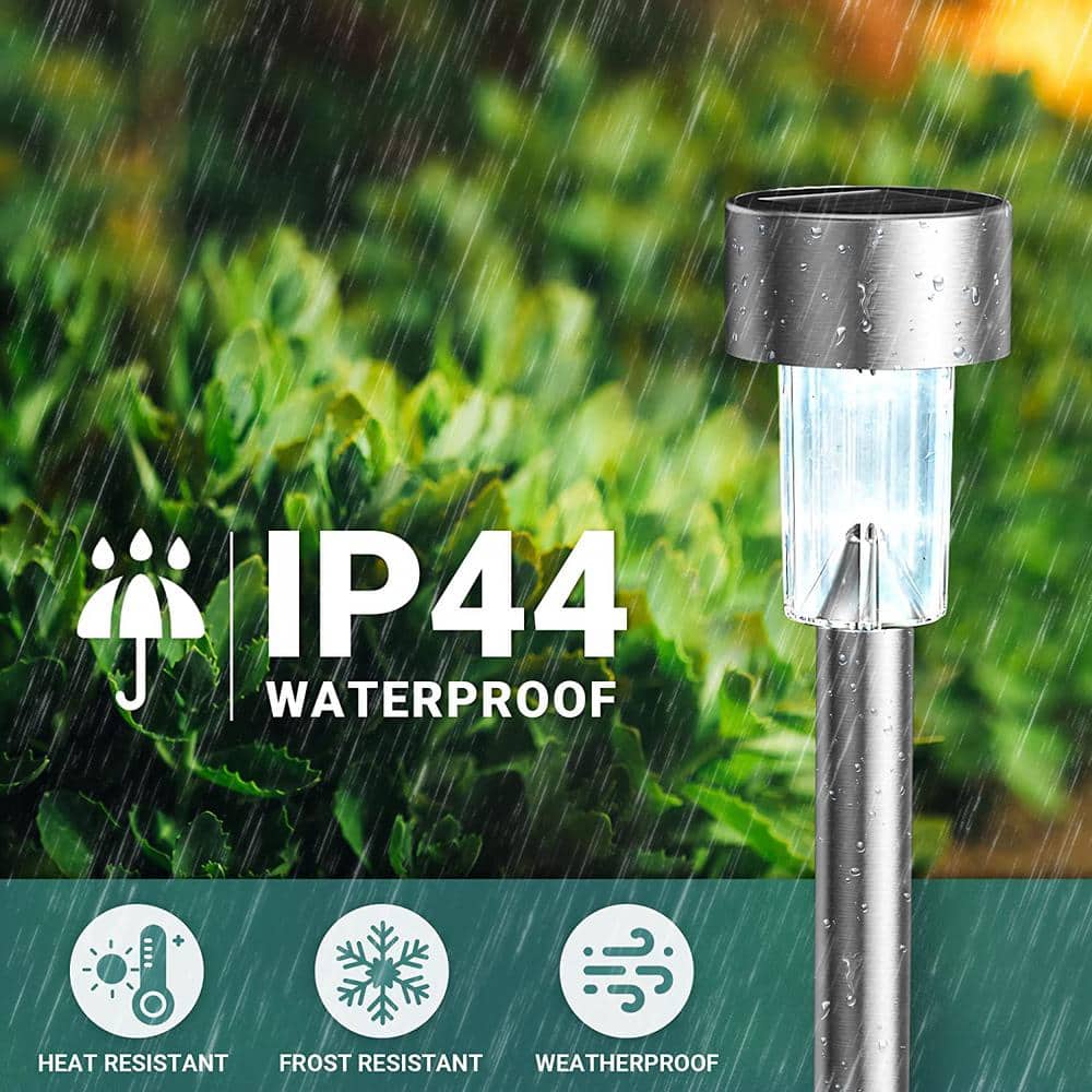 16 Pack Stainless Steel Solar Pathway Lights for Outdoor Use