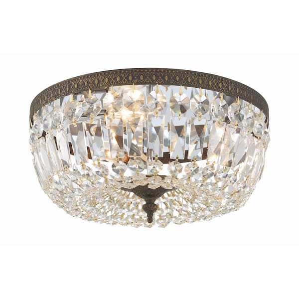 Crystorama Ceiling Mount 14 in. 3-Light English Bronze Flush Mount