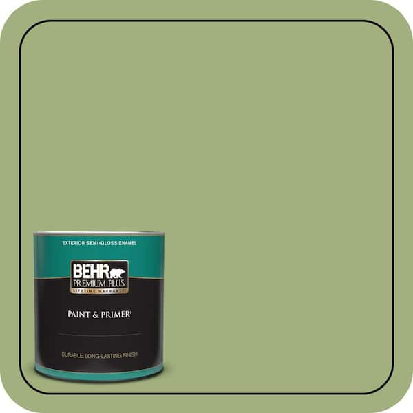 BEHR PREMIUM PLUS 1 qt. #M360-5 Fresh Guacamole Semi-Gloss Enamel Exterior Paint & Primer