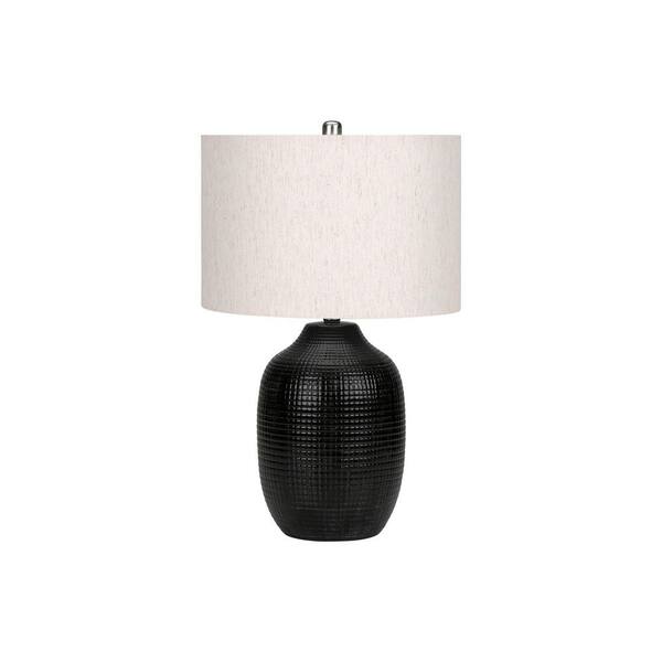Jushua Contemporary 26 in. H Table Lamp with Beige Shade, Black Ceramic