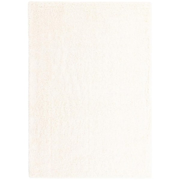 Shop Solid Shag Solid Rectangular 8x11 Rug Snow White, Indoor Rugs