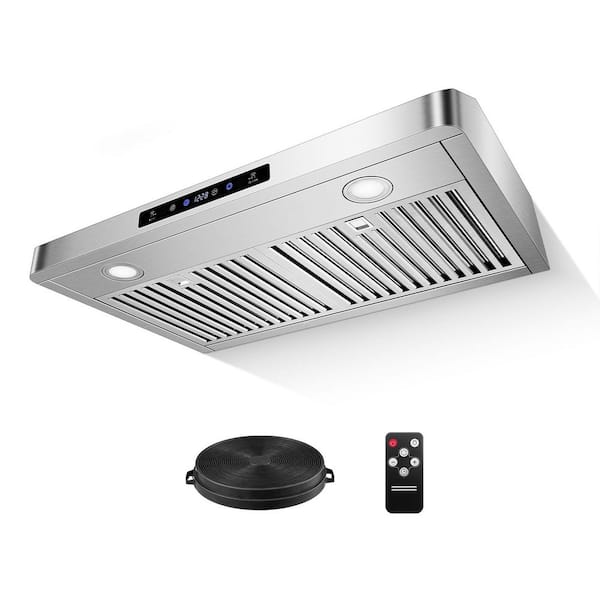 36 in. 1050CFM Duted Under Cabinet Range Hood in Stainless Steel, Dual Motor and 3-Way Venting, Delay Shut-Off, Touch