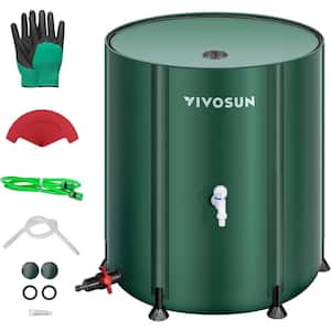 53 Gal. Collapsible Rain Barrel with 2-Spigots and Overflow Kit in Green