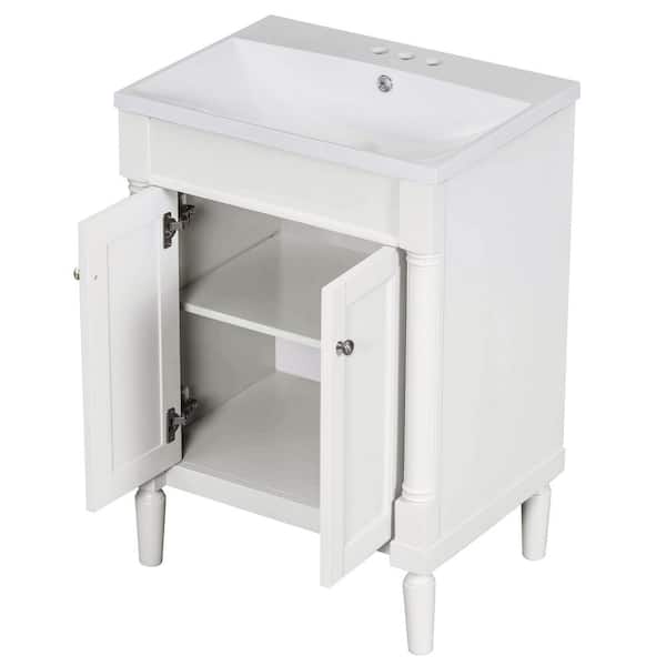COWLOWN 24 in. W x 18 in. D x 34 in. H Bathroom White Linen Cabinet