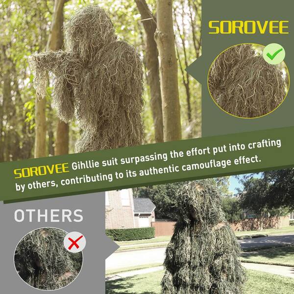 SEEUTEK 6 in 1 Adults Large Dry Grass Ghillie Suit, 3D