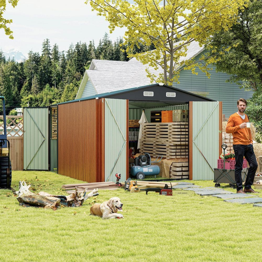 9 ft. W x 11 ft. D 99 sq. ft. Metal Outdoor Storage Shed with 3