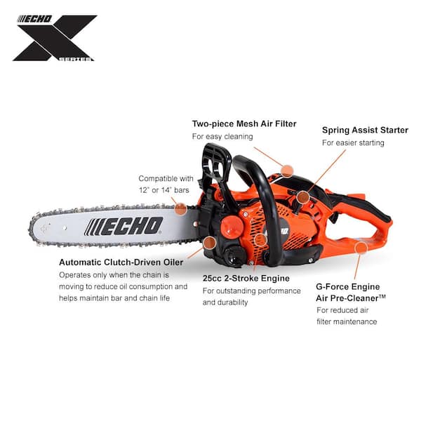 12 in. 25.0 cc Gas 2-Stroke X Series Lightweight Rear Handle Chainsaw