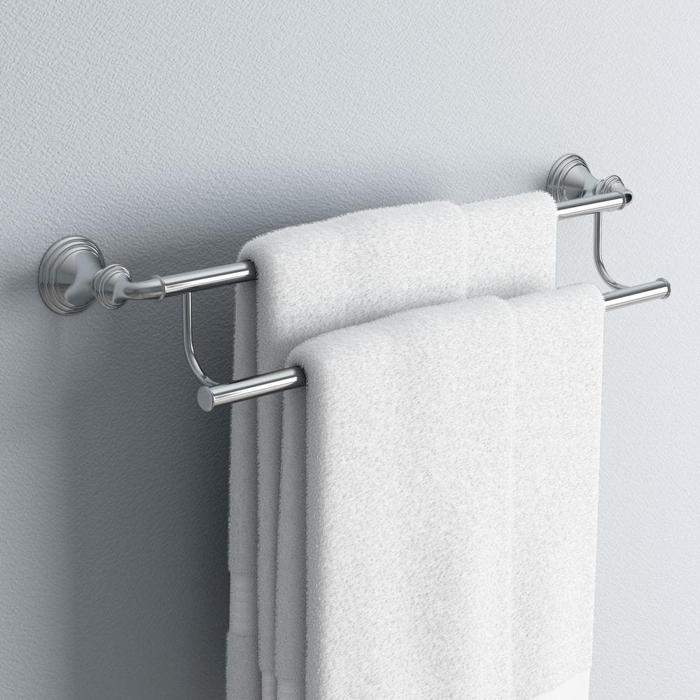 Polished Chrome 24-Inch Double Wall Mounted Towel Bar
