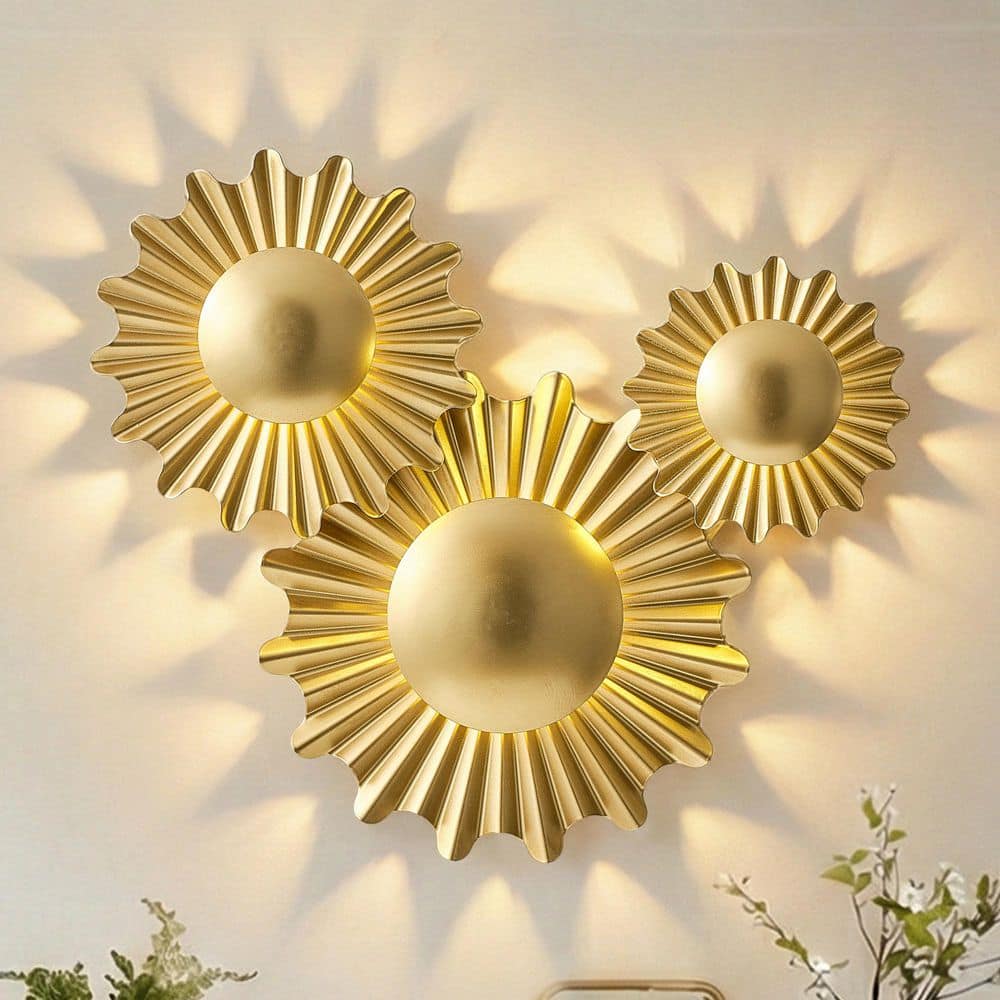 Parrot Uncle 16.5 in. 3-Light Modern Gold Metal Wall Sconce with