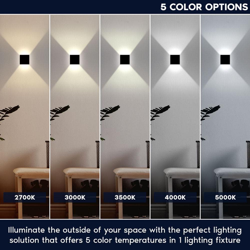 Black Metal LED Up and Down Wall Sconces Set