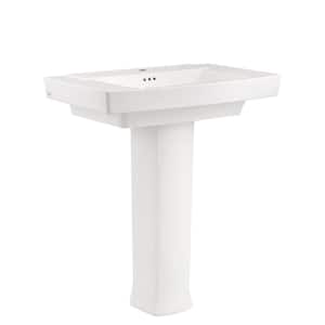 Townsend Pedestal Combo Bathroom Sink in White with Center Faucet Holes