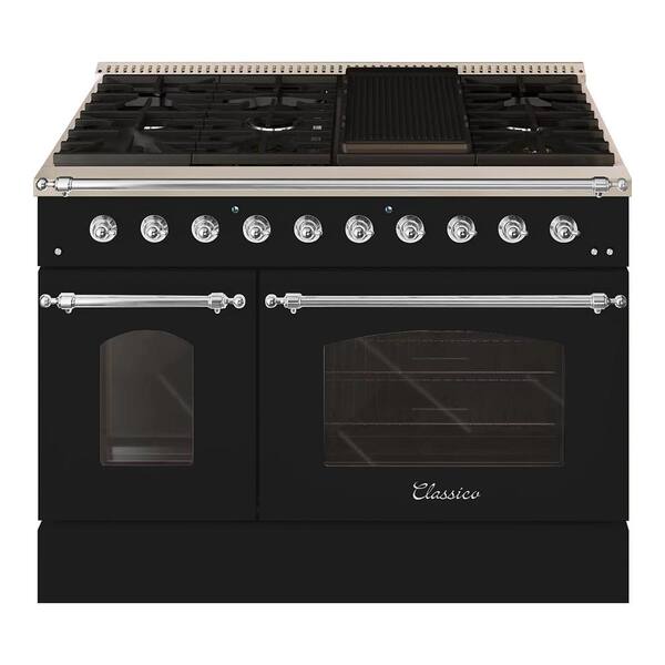 Hallman Classico 48 In. 8 Burner Double Oven Dual Fuel Range With Gas 