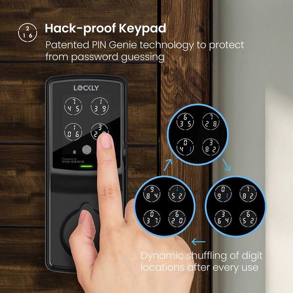 Lockly Secure Plus Matte Black Deadbolt WiFi Smart Lock with 3D Fingerprint, Touchscreen Keypad, works with Hey Google/Alexa