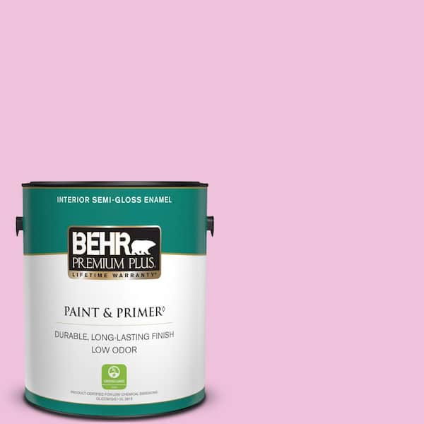 BEHR PREMIUM PLUS 1 gal. #P120-1 Starlet Pink Semi-Gloss Enamel Low Odor Interior Paint & Primer
