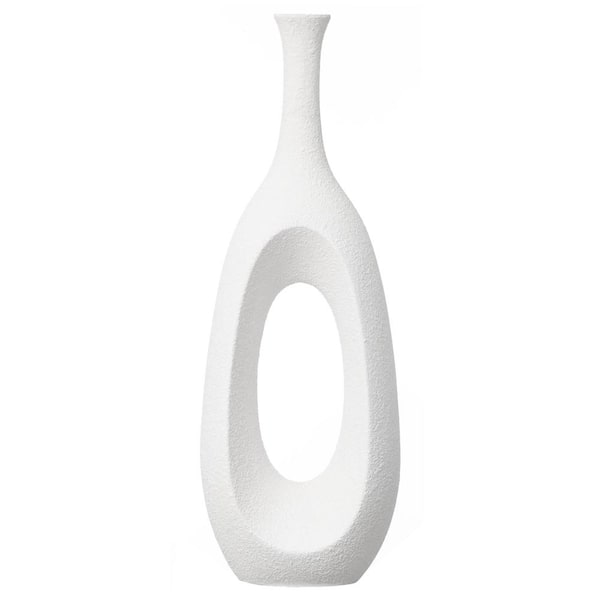 Uniquewise 36 in. Frosted White Fiberglass Tall Floor Vase-Decorative Vase for Modern Home Decor for Living Room, Home Office