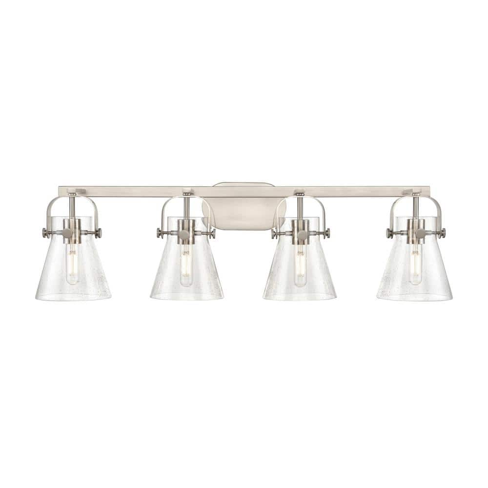 Pilaster II Cone 36.5 in. 4-Light Satin Nickel Vanity Light with Glass Shade price history on PriceWatchPro