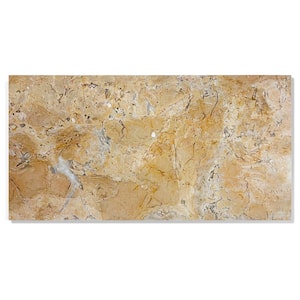 Hyatt Polished Yellow Beige 12 in. x 24 in. Finished Marble Natural Stone Look Floor and Wall Tile (8 sq. ft./Case)