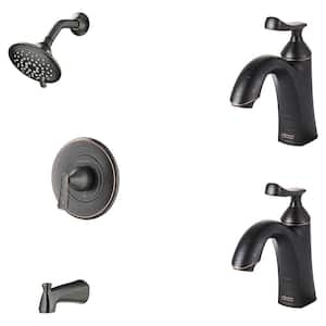 Chatfield Single-Handle 3-Spray Tub and Shower Faucet and Two Single Hole Bathroom Faucets Set in Legacy Bronze