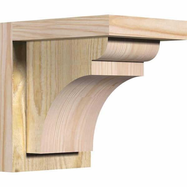 Ekena Millwork 6 in. x 8 in. x 8 in. Douglas Fir Yorktown Rough Sawn Corbel with Backplate