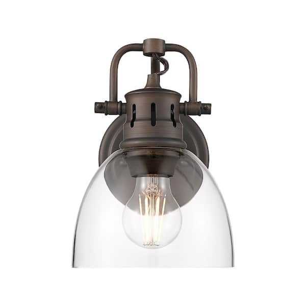 Duncan 8.25 in. 1 Light Rubbed Bronze Vanity Light with Clear Glass Shade