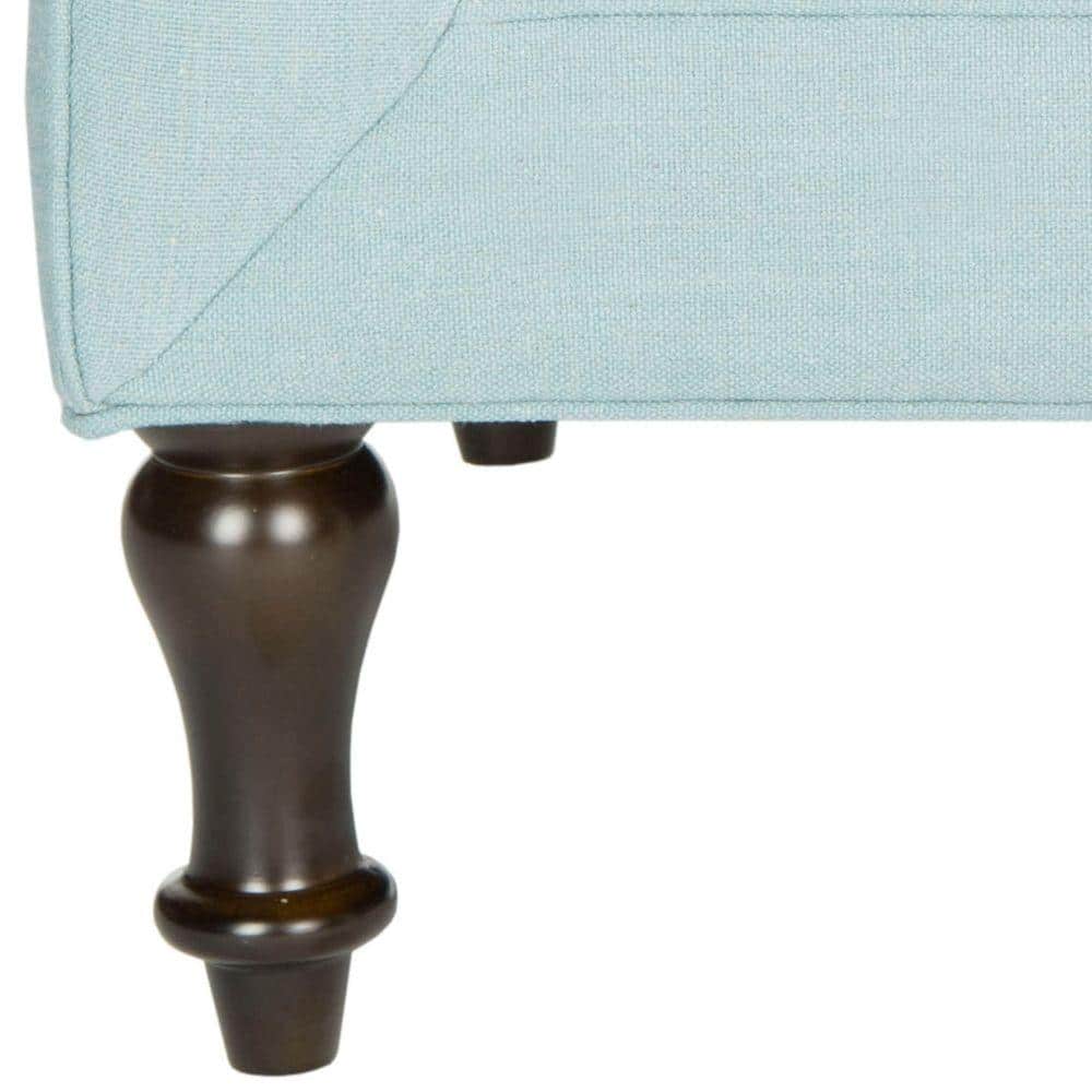 Sky Blue Transitional Tufted Corner Chair with Birch Legs
