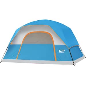 Sky Blue 8-Person Camping Tents, Waterproof Windproof Family Dome Tent with Rainfly, Large Mesh Windows, Wider Door