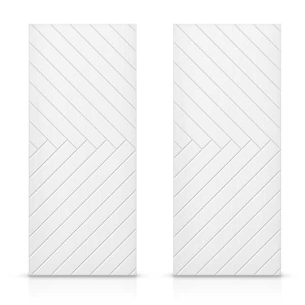 CALHOME 48 in. x 80 in. Hollow Core White Painted Composite MDF Interior Double Closet Sliding Doors