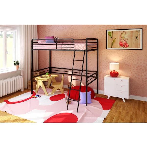 Olivia Black Twin Metal Loft Bed
