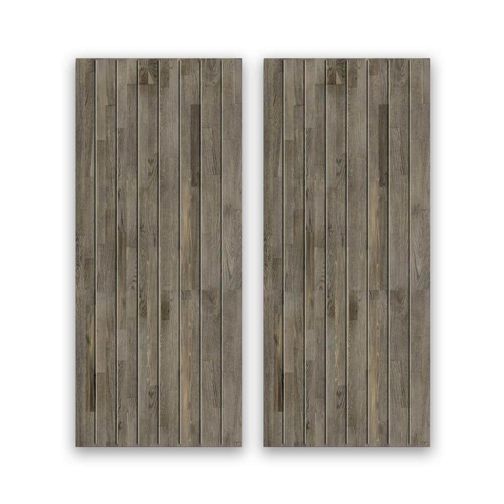 84 in. x 80 in. Hollow Core Weather Gray Stained Pine Wood Interior Double Sliding Closet Doors price history on PriceWatchPro