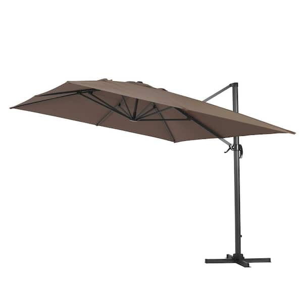 Tatayosi 10 Ft X 13 Rectangular Cantilever Push Tilt Outdoor Patio Umbrella In Brown Frs H Our3004 Ta The Home Depot - 13 Ft Rectangular Patio Umbrella