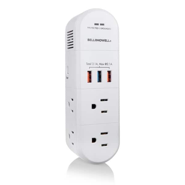 Bell + Howell Swivel Power 180-Degree Swiveling Design 6-Outlets & 3 USB Port Outlet Splitters Charging Wall Tap with Surge Protection