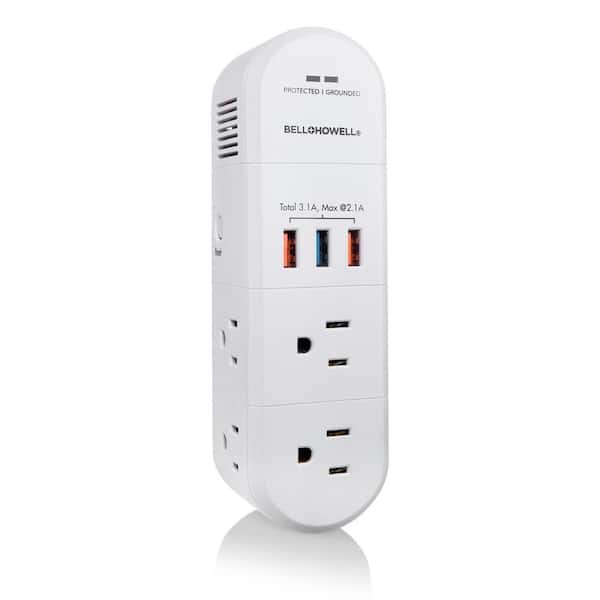 Wall 6-Outlet Extender Surge Protector with 3 USB Charging Ports