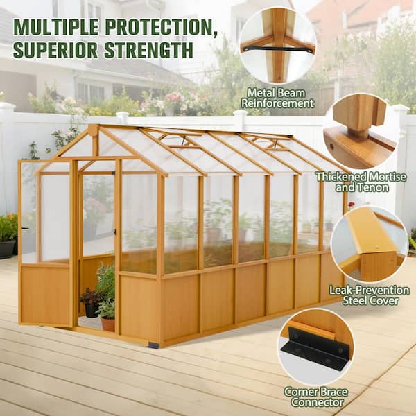 ウッドハウス COOS BAY 6 x 12 ft Wood Greenhouse with Double-Layer Polycarbonate
