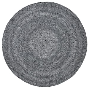 Cape Cod Charcoal 4 ft. x 4 ft. Braided Solid Color Round Area Rug