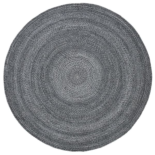 SAFAVIEH Cape Cod Charcoal 4 ft. x 4 ft. Braided Solid Color Round Area Rug