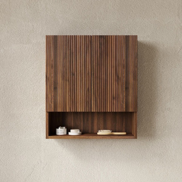 Dark Walnut 29 in. H Storage Cabinet with Doors and Shelf, for Over The Toilet Bathroom Kitchen Laundry Room Cabinet